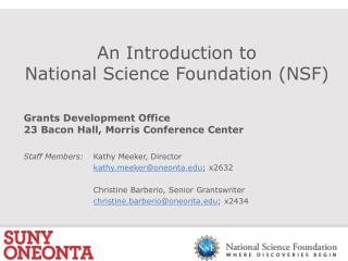 An Introduction to National Science Foundation (NSF)