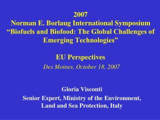Gloria Visconti Senior Expert, Ministry of the Environment, Land and Sea Protection, Italy