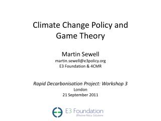 Climate Change Policy and Game Theory