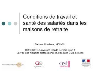 Conditions de travail et santé des salariés dans les maisons de retraite