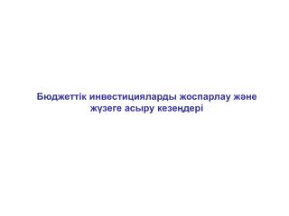 Бюджеттік инвестицияларды жоспарлау және жүзеге асыру кезеңдері