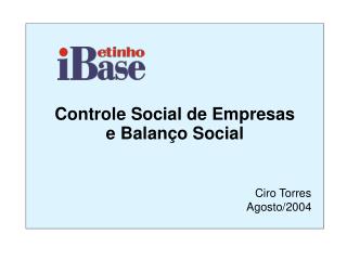 Controle Social de Empresas e Balanço Social