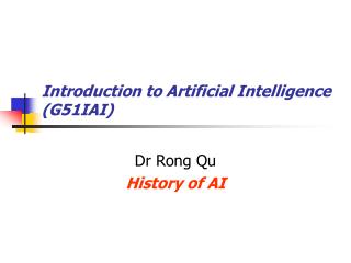 Introduction to Artificial Intelligence (G51IAI)