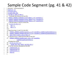 Sample Code Segment (pg. 41 & 42)