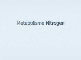 Metabolisme Nitrogen