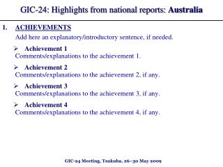 GIC-2 4 : Highlights from national reports: Australia