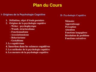 Plan du Cours