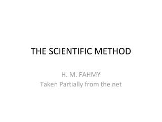 THE SCIENTIFIC METHOD