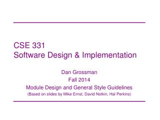 CSE 331 Software Design &amp; Implementation