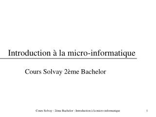 Introduction à la micro-informatique