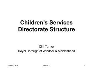 Children’s Services Directorate Structure
