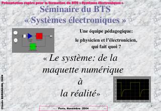 Séminaire du BTS « Systèmes électroniques »