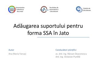 Adăugarea suportului pentru forma SSA în Jato