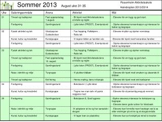 Rosenholm Aktivitetsskole Halvårsplan 2013/2014