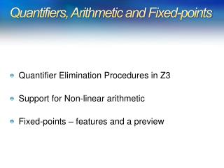 Quantifiers, Arithmetic and Fixed-points