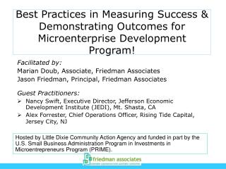 Facilitated by: Marian Doub, Associate, Friedman Associates