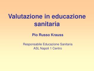 Valutazione in educazione sanitaria