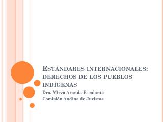 Estándares internacionales: derechos de los pueblos indígenas