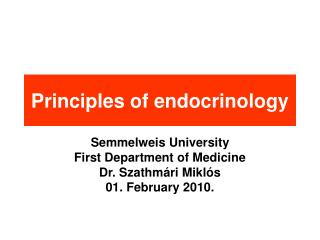 Principles of endocrinology