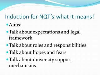 Induction for NQT’s-what it means!