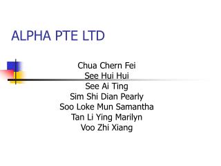 ALPHA PTE LTD