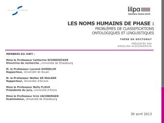 Les Noms humains de Phase : problèmes de classifications ontologiques et linguistiques