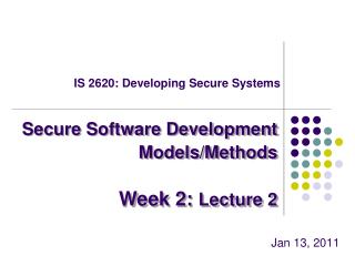 IS 2620: Developing Secure Systems