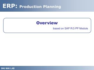 Overview based on SAP R/3 PP Module