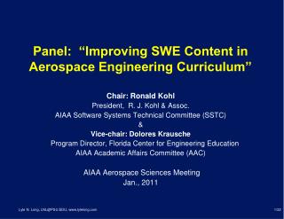 Panel: “Improving SWE Content in Aerospace Engineering Curriculum”