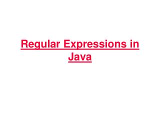 Regular Expressions in Java