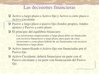 Las decisiones financieras