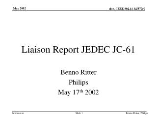 Liaison Report JEDEC JC-61