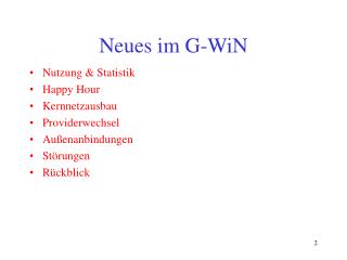 Neues im G-WiN