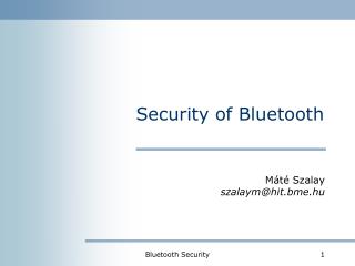 Security of Bluetooth