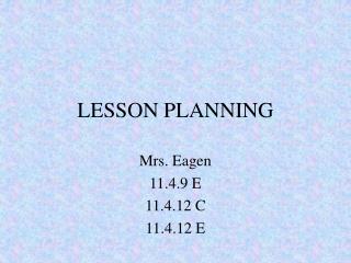 LESSON PLANNING