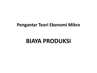 Pengantar Teori Ekonomi Mikro