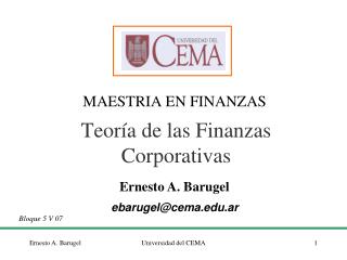 Teoría de las Finanzas Corporativas