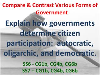 Compare &amp; Contrast Various Forms of Government