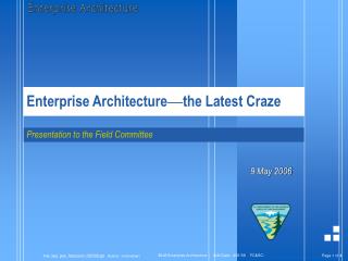 Enterprise Architecture — the L atest Craze