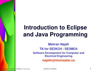 Introduction to Eclipse and Java Programming