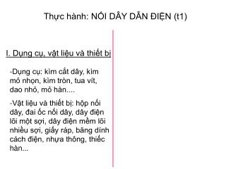 I. Dụng cụ, vật liệu và thiết bị