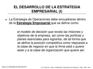 EL DESARROLLO DE LA ESTRATEGIA EMPRESARIAL (I)