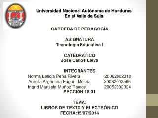 Universidad Nacional Autónoma de Honduras En el Valle de Sula