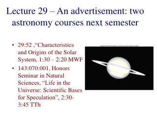 Lecture 29 – An advertisement: two astronomy courses next semester