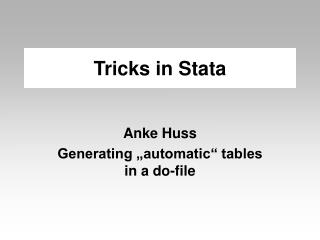 Tricks in Stata