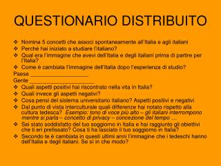 QUESTIONARIO DISTRIBUITO