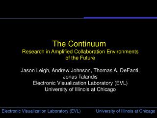 The Continuum Research in Amplified Collaboration Environments of the Future Jason Leigh, Andrew Johnson, Thomas A. DeF