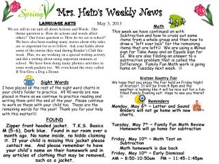 Mrs. Hein’s Weekly News May 3, 2013
