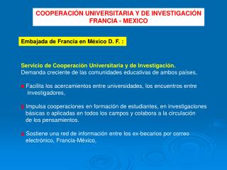 Servicio de Cooperación Universitaria y de Investigación.