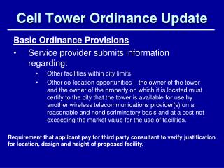 Cell Tower Ordinance Update